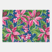Christmas Holly And Flower Patterned Inpakpapier Vel (Voorkant)