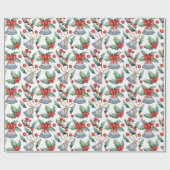 Christmas Holly Bells Cadeaupapier (Vlak)