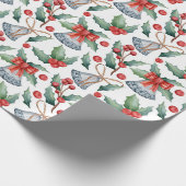 Christmas Holly Bells Cadeaupapier (Hoek)