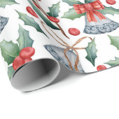 Christmas Holly Bells Cadeaupapier (Rol Hoek)