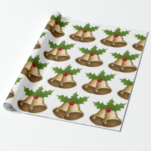 Christmas Holly Berries Bell Cadeaupapier