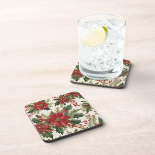 Christmas Holly & Berries Hard plastiek onderzette Bier Onderzetter