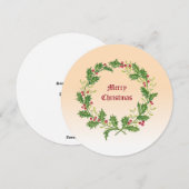 Christmas Holly Berries & Mistletoe Wreath Feestdagenkaart (Voorkant / Achterkant)