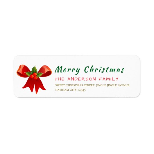 Christmas Holly Berry Elegant Return Address Etiket (Voorkant)