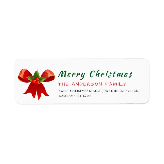 Christmas Holly Berry  Elegant Return Address Etiket (Voorkant)