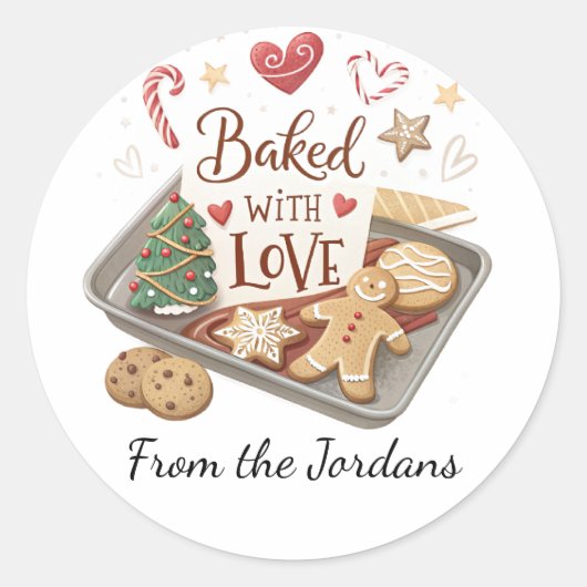 Christmas Holly Berry Homemade Baking Classic Ronde Sticker (Voorkant)