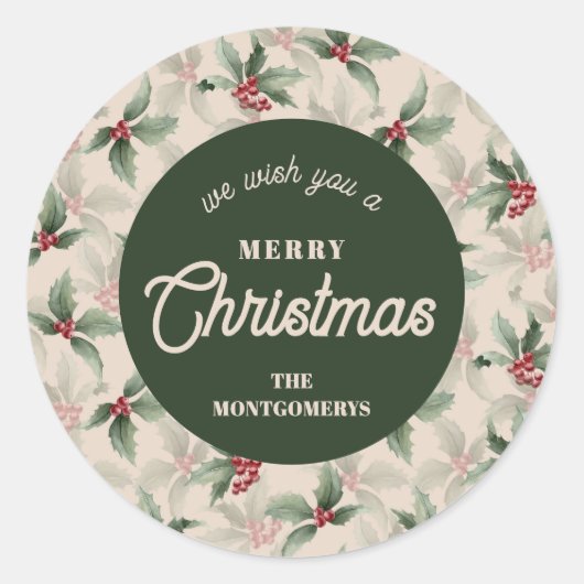 Christmas Holly Berry Homemade Food Holiday Baking Ronde Sticker (Voorkant)