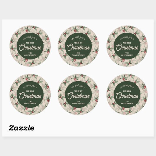 Christmas Holly Berry Homemade Food Holiday Baking Ronde Sticker (Vel)