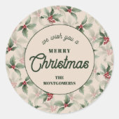 Christmas Holly Berry Homemade Food Holiday Baking Ronde Sticker (Voorkant)