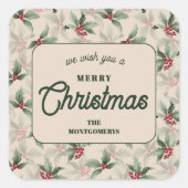 Christmas Holly Berry Homemade Food Holiday Baking Vierkante Sticker (Voorkant)