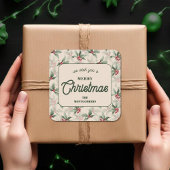 Christmas Holly Berry Homemade Food Holiday Baking Vierkante Sticker