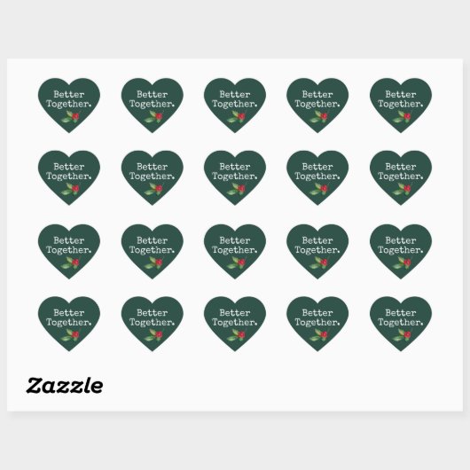 Christmas Holly Better Together Dark Green Heart Hart Sticker (Vel)