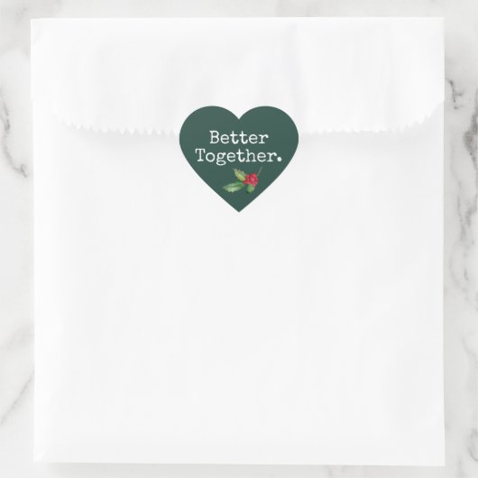 Christmas Holly Better Together Dark Green Heart Hart Sticker (Tas)