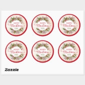 Christmas Holly Branch Classic Ronde Sticker (Vel)