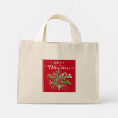 Christmas Holly Branch Kleine Canvas tas (Achterkant)