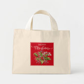 Christmas Holly Branch Kleine Canvas tas (Voorkant)