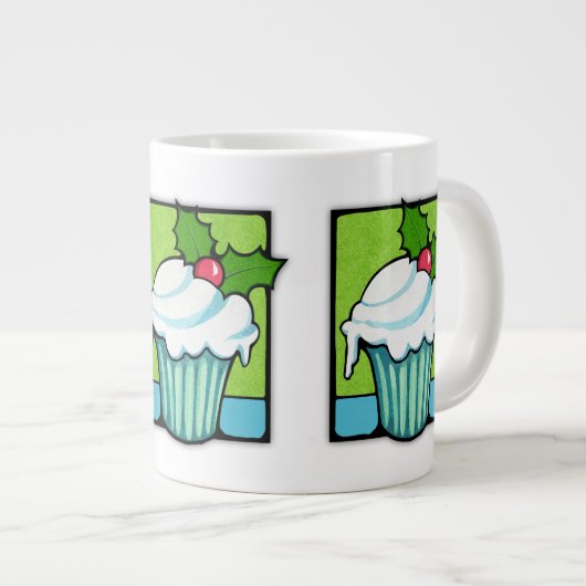 CHristmas Holly Cupcake Jumbo Mok (Voorkant rechts)
