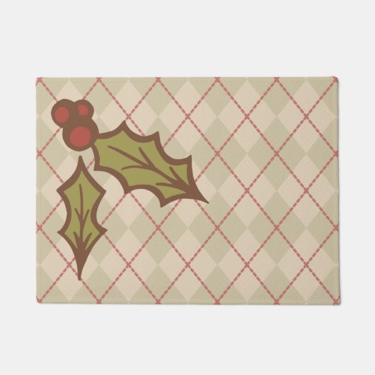 Christmas Holly Doormat Deurmat (Voorkant)