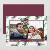 Christmas Holly Familiefoto Feestdagenkaart (Voorkant / Achterkant)