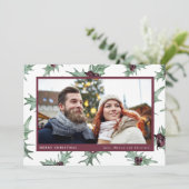 Christmas Holly Familiefoto Feestdagenkaart (Staand voorkant)