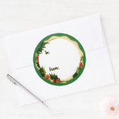 Christmas Holly Gift Ronde Sticker (Envelop)