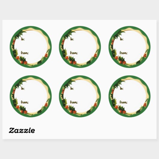 Christmas Holly Gift Ronde Sticker (Vel)