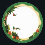 Christmas Holly Gift Ronde Sticker<br><div class="desc">Deze  sticker zal de laatste hand leggen aan al je geschenken! Bestellen is veilig,  snel en leuk. vrolijk kerstfeest!</div>