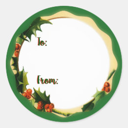 Christmas Holly Gift Ronde Sticker