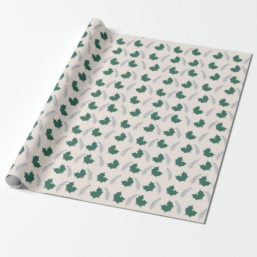 Christmas Holly gift wrap Cadeaupapier (Uitgerold)