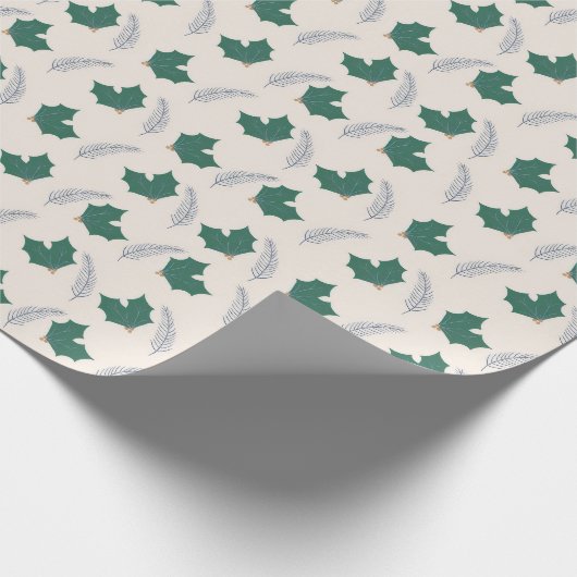 Christmas Holly gift wrap Cadeaupapier (Hoek)