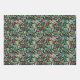 Christmas Holly Graffiti Inpakpapier Vel