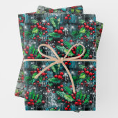 Christmas Holly Graffiti Inpakpapier Vel (In situ)