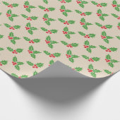 Christmas Holly Holiday Gift Cadeaupapier (Hoek)