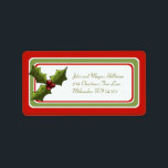 Christmas Holly Holiday Gift Label<br><div class="desc">Schattige kerst Holly design in rood,  wit en groen maakt een leuk cadeau label voor al uw vakantiepakketten. Pas het aan met je eigen naam voor een gepersonaliseerd seizoenslabel.</div>