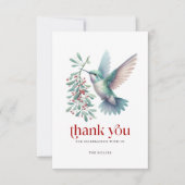 Christmas Holly Hummingbird Thank You Typography Bedankkaart (Voorkant)