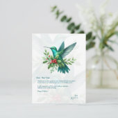 Christmas Holly Hummingbirds Thank You Card Bedankkaart (Staand voorkant)