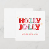 Christmas Holly Jolly Groovy Roze Kaart (Voorkant / Achterkant)