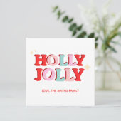 Christmas Holly Jolly Groovy Roze Kaart (Staand voorkant)