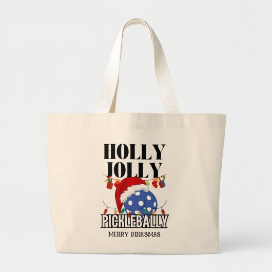 Christmas HOLLY JOLLY PICKLEBALLY Grote Tote Bag (Voorkant)