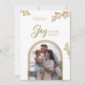 Christmas Holly Joy To The World Gold Arch Photo  Feestdagenkaart (Voorkant)