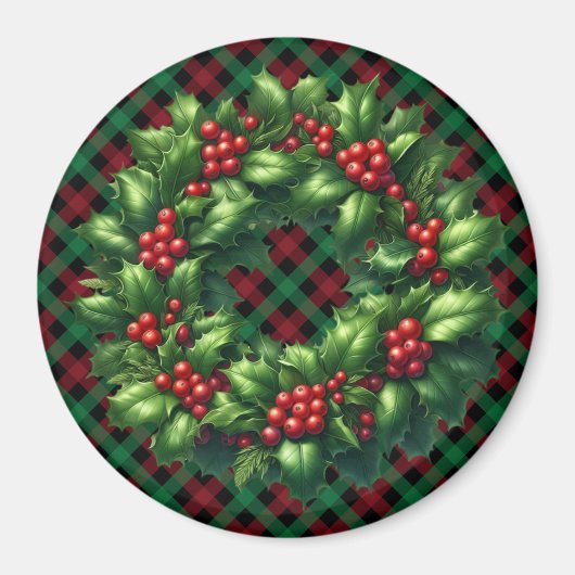 Christmas Holly Krans Magneet (Voorkant)