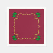 Christmas Holly Leaves and Red Berries Servet (Voorkant)