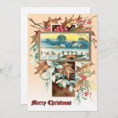 Christmas Holly & Mistletoe Winter Landscape Feestdagenkaart (Voorkant / Achterkant)
