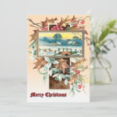 Christmas Holly & Mistletoe Winter Landscape Feestdagenkaart (Staand voorkant)