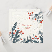Christmas Holly Party Lunch and Gift Exchange Kaart (Voorkant / Achterkant in situ)