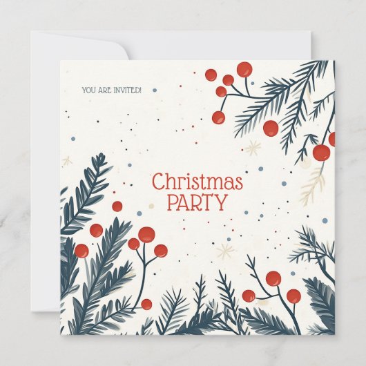 Christmas Holly Party Lunch and Gift Exchange Kaart (Voorkant)
