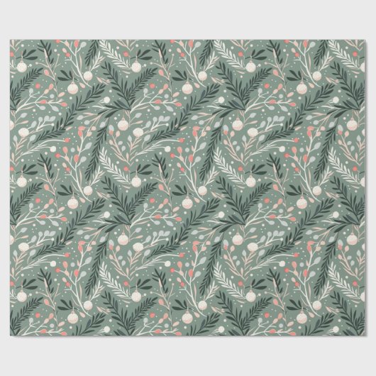 Christmas Holly Pattern Cadeaupapier (Vlak)