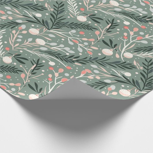 Christmas Holly Pattern Cadeaupapier (Hoek)