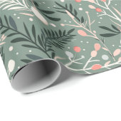 Christmas Holly Pattern Cadeaupapier (Rol Hoek)