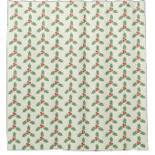Christmas Holly Pattern Green Holly Red Berries Douchegordijn (Voorkant)